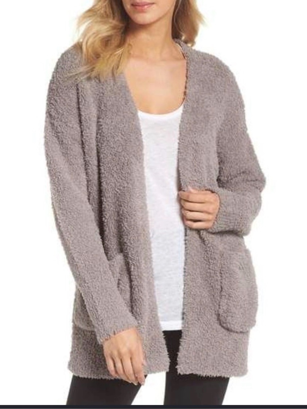 Barefoot Dreams CozyChic Knit Cardigan Sweater in Gray  , size S/M